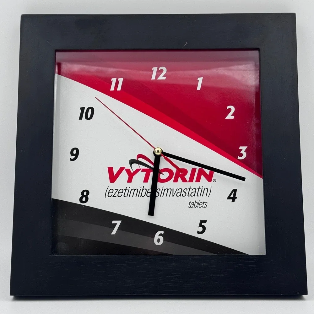Vytorin Pharma Drug Rep Wall Wood Framed Clock Ezetimibe‎ Simvastatin Promo
